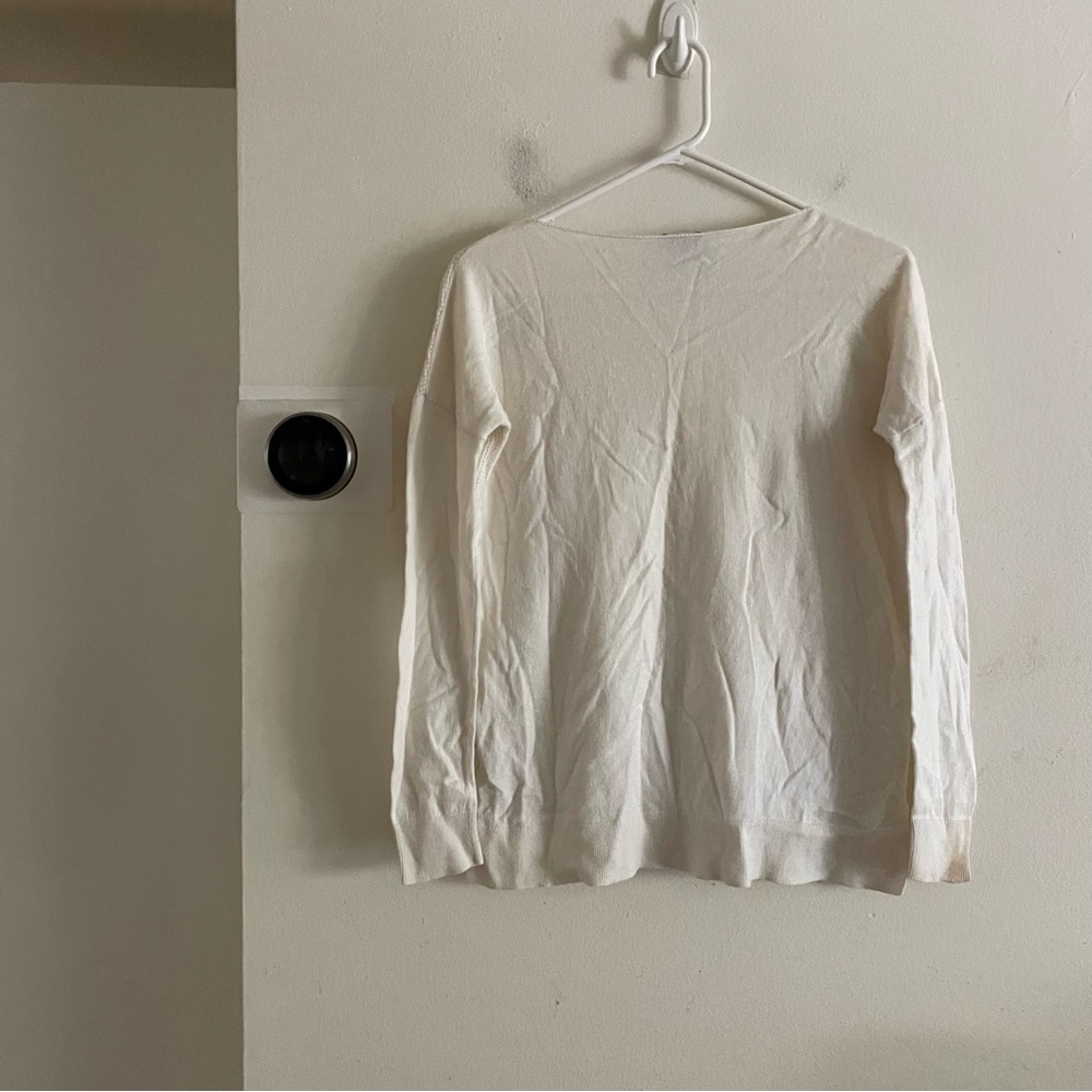 Theory Cream Long Sleeve Blouse cashmere blend size small